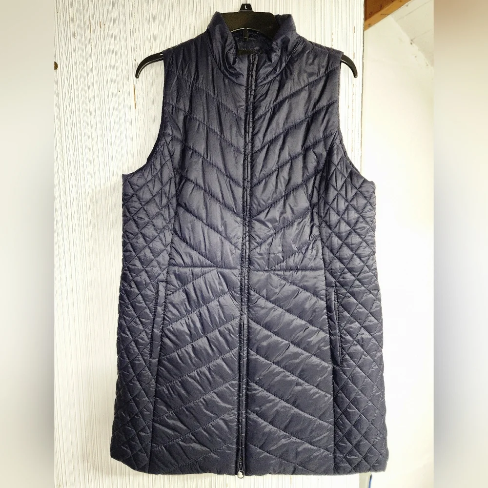 Talbots Women's Navy Quilted Vest - Picture 3 of 5
